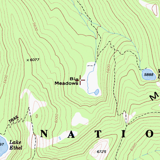 Topographic Map of Big Meadows, CA