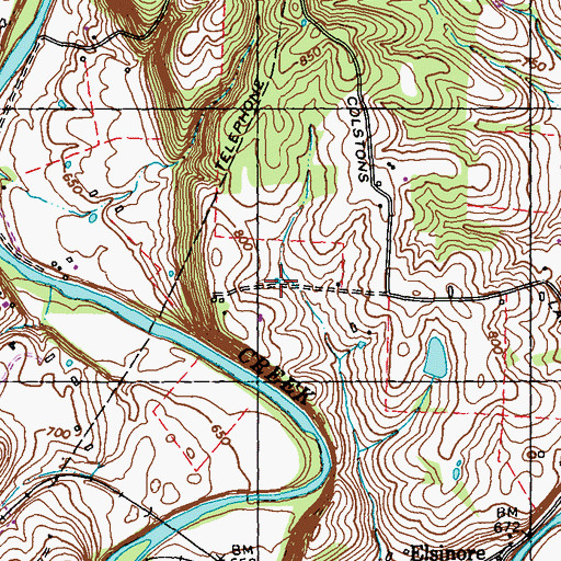Topographic Map of Steadmanville Mill (historical), KY