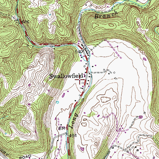 Topographic Map of Swallowfield Post Office (historical), KY