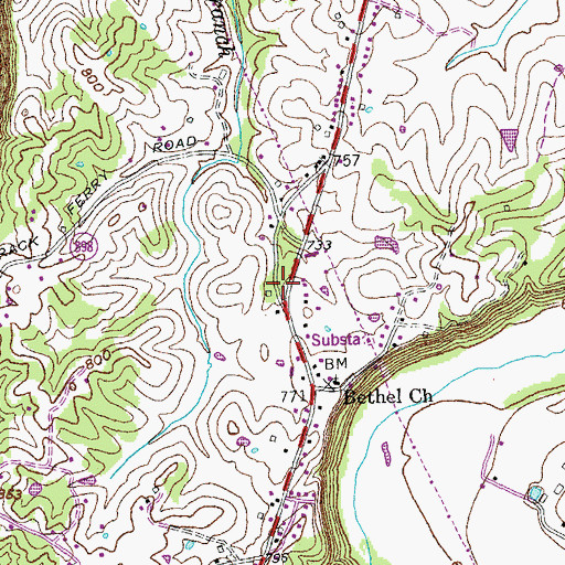 Topographic Map of Throne Grove School (historical), KY