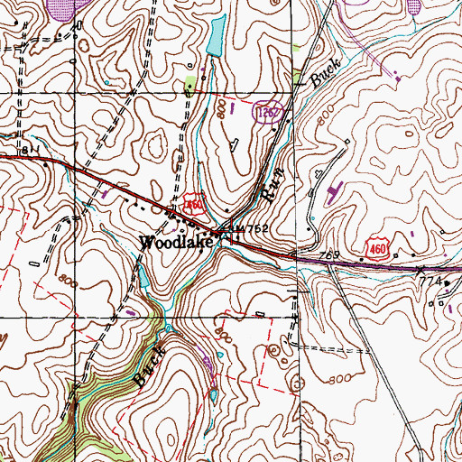 Topographic Map of Woodlake Post Office (historical), KY