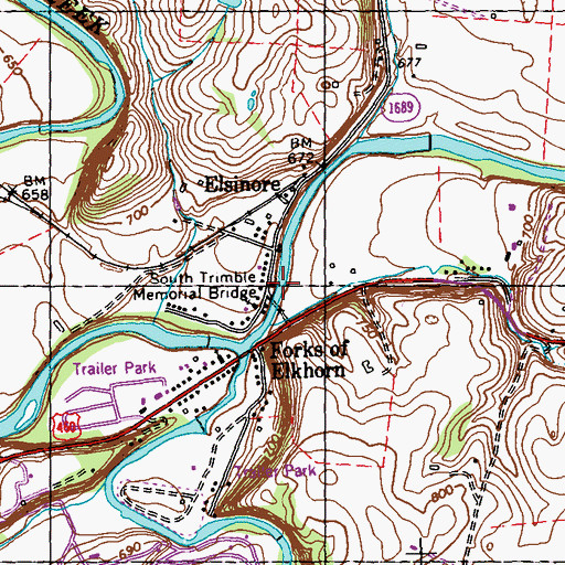 Topographic Map of Macklin Mill Dam (historical), KY
