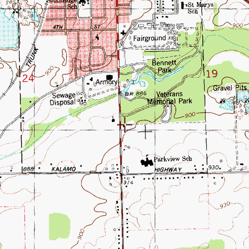 Topographic Map of 1845 Eaton County Courthouse Historical Marker, MI