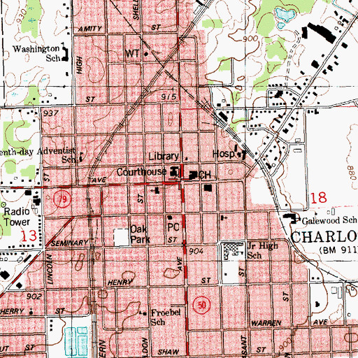 Topographic Map of Eaton County Historical Marker, MI