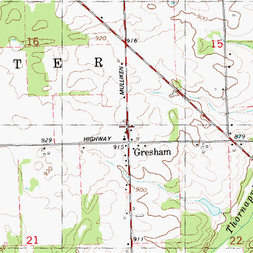 Topographic Map of Gresham United Methodist Church Historical Marker, MI