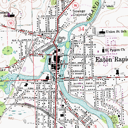 Topographic Map of Island Park Historical Marker, MI