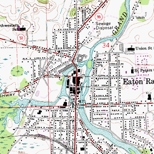 Topographic Map of Saratoga of the West Historical Marker, MI