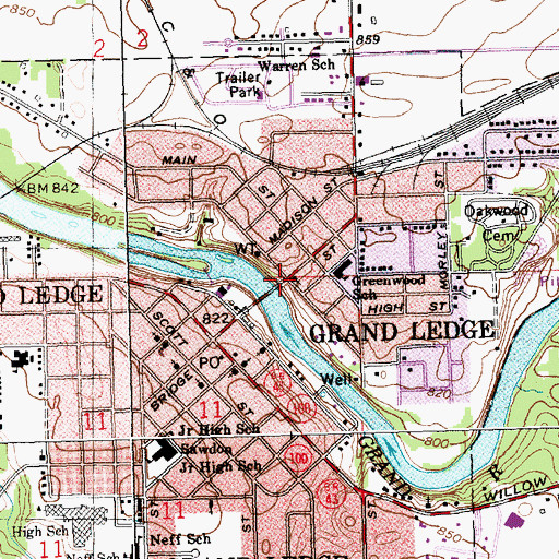 Topographic Map of Blake's Opera House Historical Marker, MI