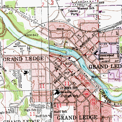 Topographic Map of Governor Frank D Fitzgerald Home Historical Marker, MI