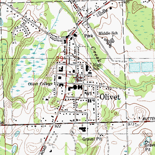 Topographic Map of First Congregational Church Historical Marker, MI