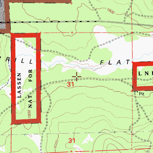 Topographic Map of Big Merrill Flat, CA