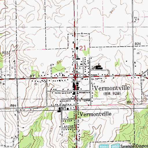 Topographic Map of Vermontville Academy Historical Marker, MI