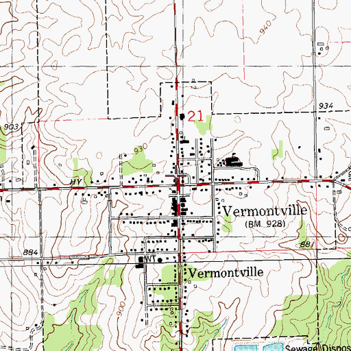 Topographic Map of Vermontville United Methodist Church Historical Marker, MI