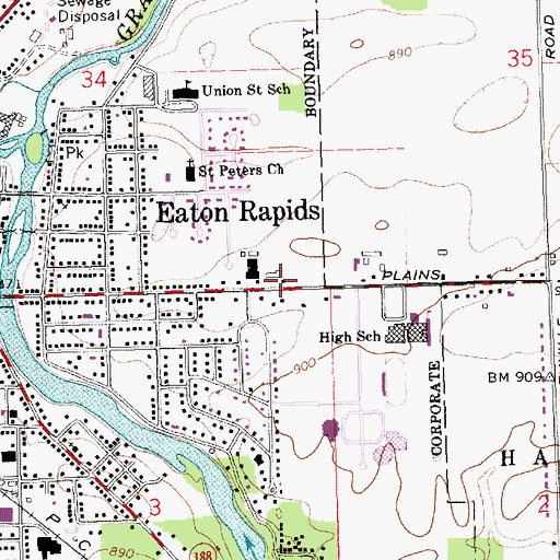 Topographic Map of Miller Dairy Farm Number One Historical Marker, MI