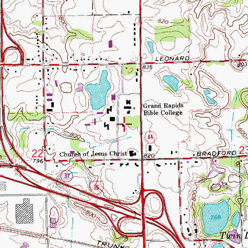 Topographic Map of Gordon Hall, MI