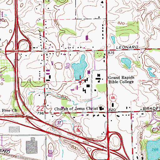 Topographic Map of Pickitt Hall, MI