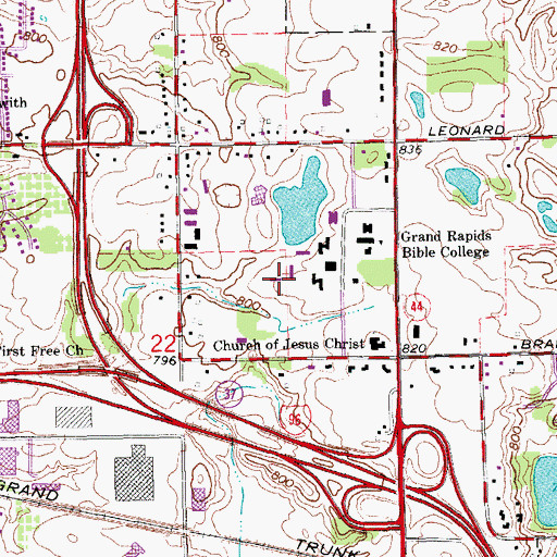Topographic Map of VanOsdel Hall, MI