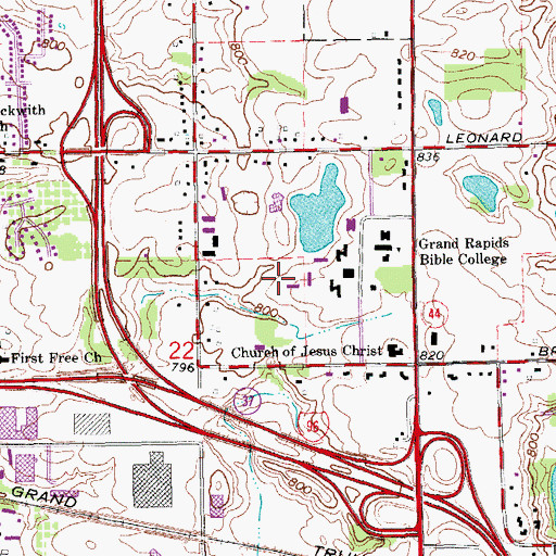 Topographic Map of Cook Hall, MI