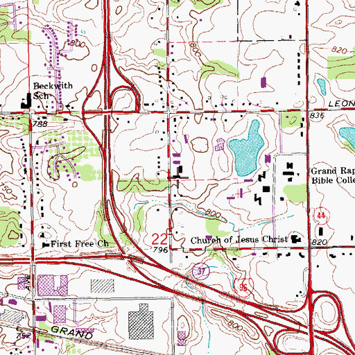 Topographic Map of Fuller Hall, MI