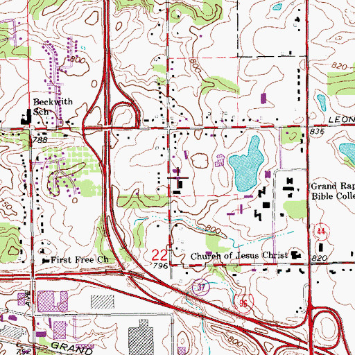 Topographic Map of Morris Hall, MI