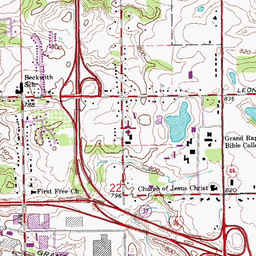 Topographic Map of Babcock Hall, MI