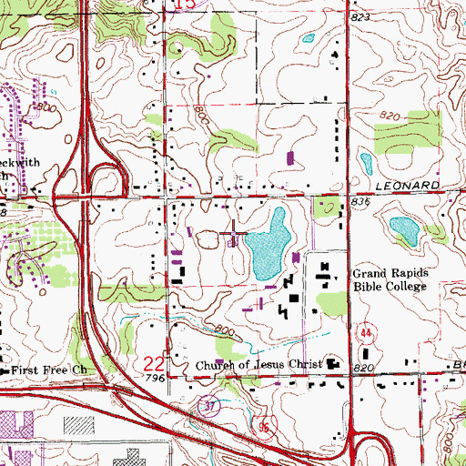 Topographic Map of Wood Seminary Building, MI