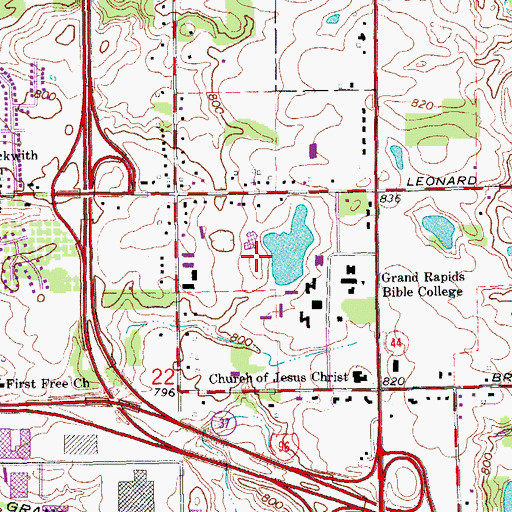 Topographic Map of Theater Storage Building, MI