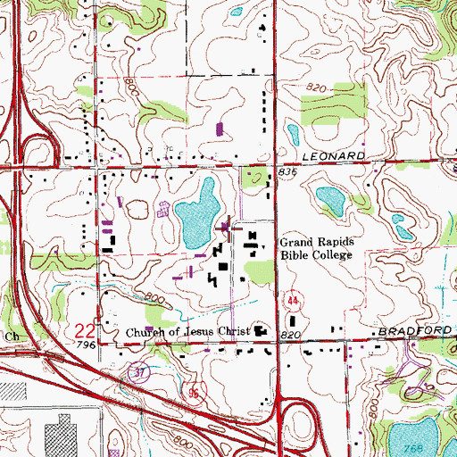 Topographic Map of Hansen Athletic Center, MI