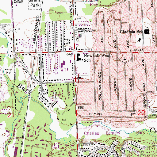 Topographic Map of Newhall Community Church, MI
