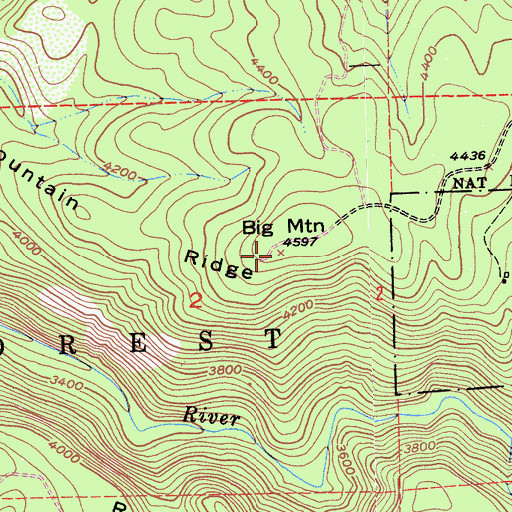 Topographic Map of Big Mountain, CA