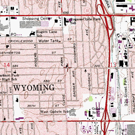 Topographic Map of Gethesame Lutheran Church, MI