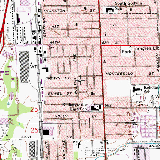 Topographic Map of Peexhel Spanish Seventh Day Adventist Church, MI