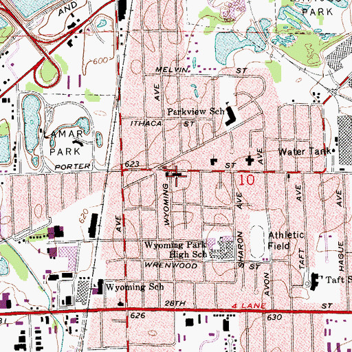 Topographic Map of Wyoming Park United Methodist Church, MI