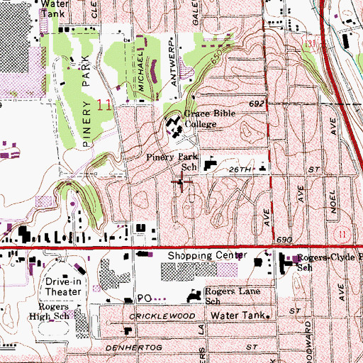 Topographic Map of River of Life La Vina Church, MI