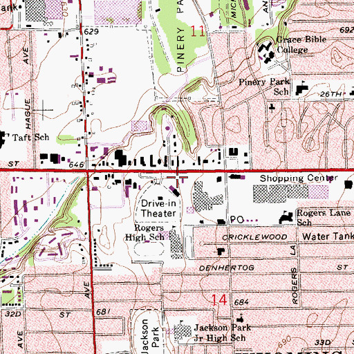 Topographic Map of Faith Community Church, MI