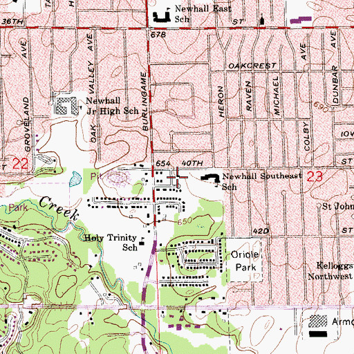 Topographic Map of Oriole Park Baptist Church, MI