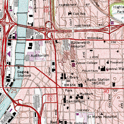 Topographic Map of North Building, MI