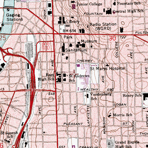 Topographic Map of Learning Resource Center, MI