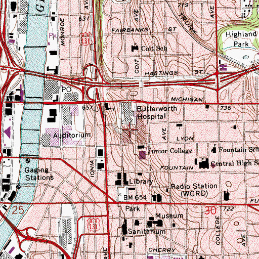Topographic Map of Calkins Science Center, MI
