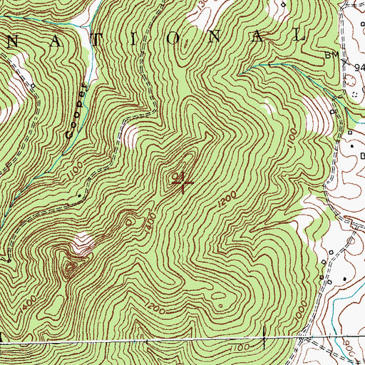 Topographic Map of Bat Cave Cliff, KY