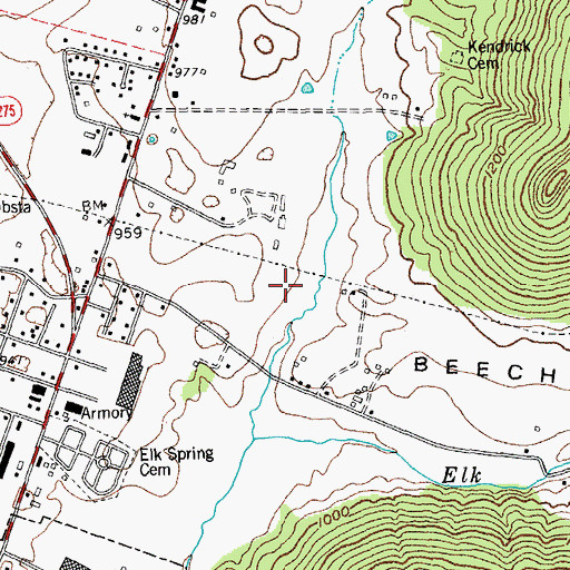 Topographic Map of Beech Valley Inn (historical), KY