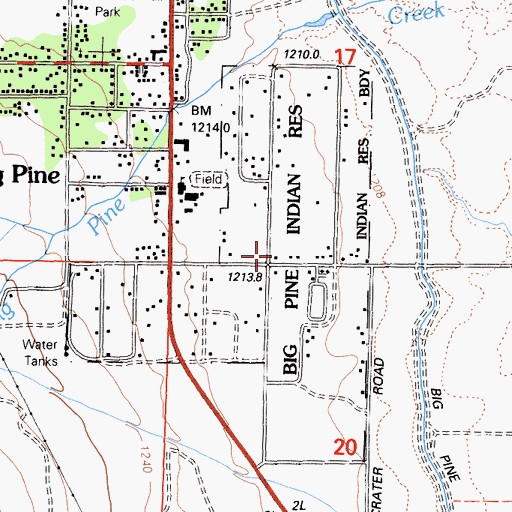 Topographic Map of Big Pine Reservation, CA