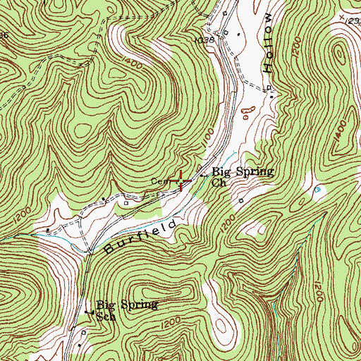 Topographic Map of Big Spring Cemetery, KY