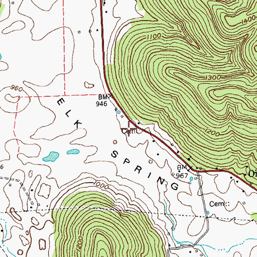 Topographic Map of Bollen Bell Cemetery, KY