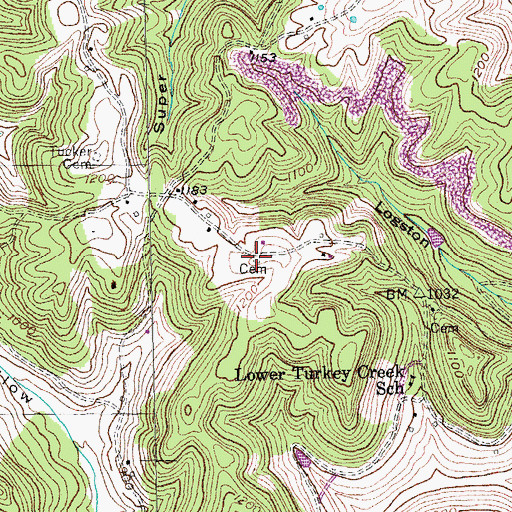 Topographic Map of Branscum Cemetery, KY