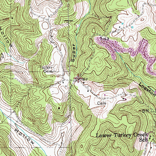 Topographic Map of Brocade Post Office (historical), KY