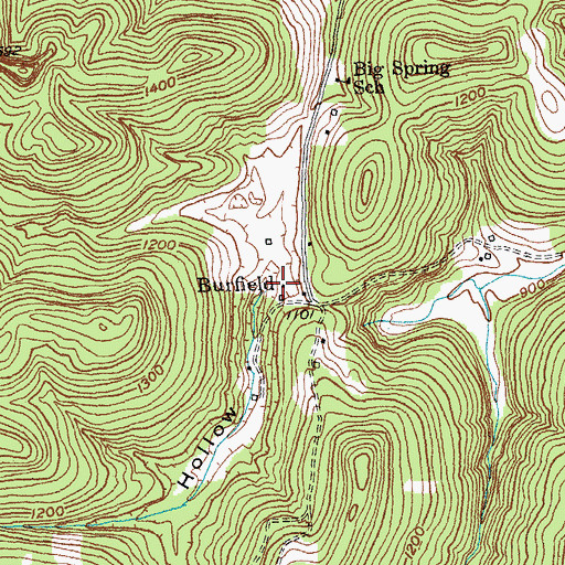 Topographic Map of Burfield Post Office (historical), KY