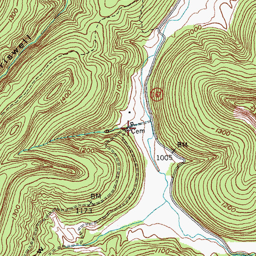Topographic Map of Campbell Cemetery, KY
