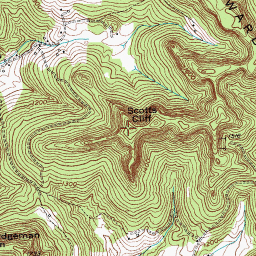 Topographic Map of Chimney Rock Ridge, KY