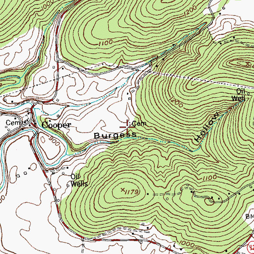 Topographic Map of Crabtree-Burgess Cemetery, KY